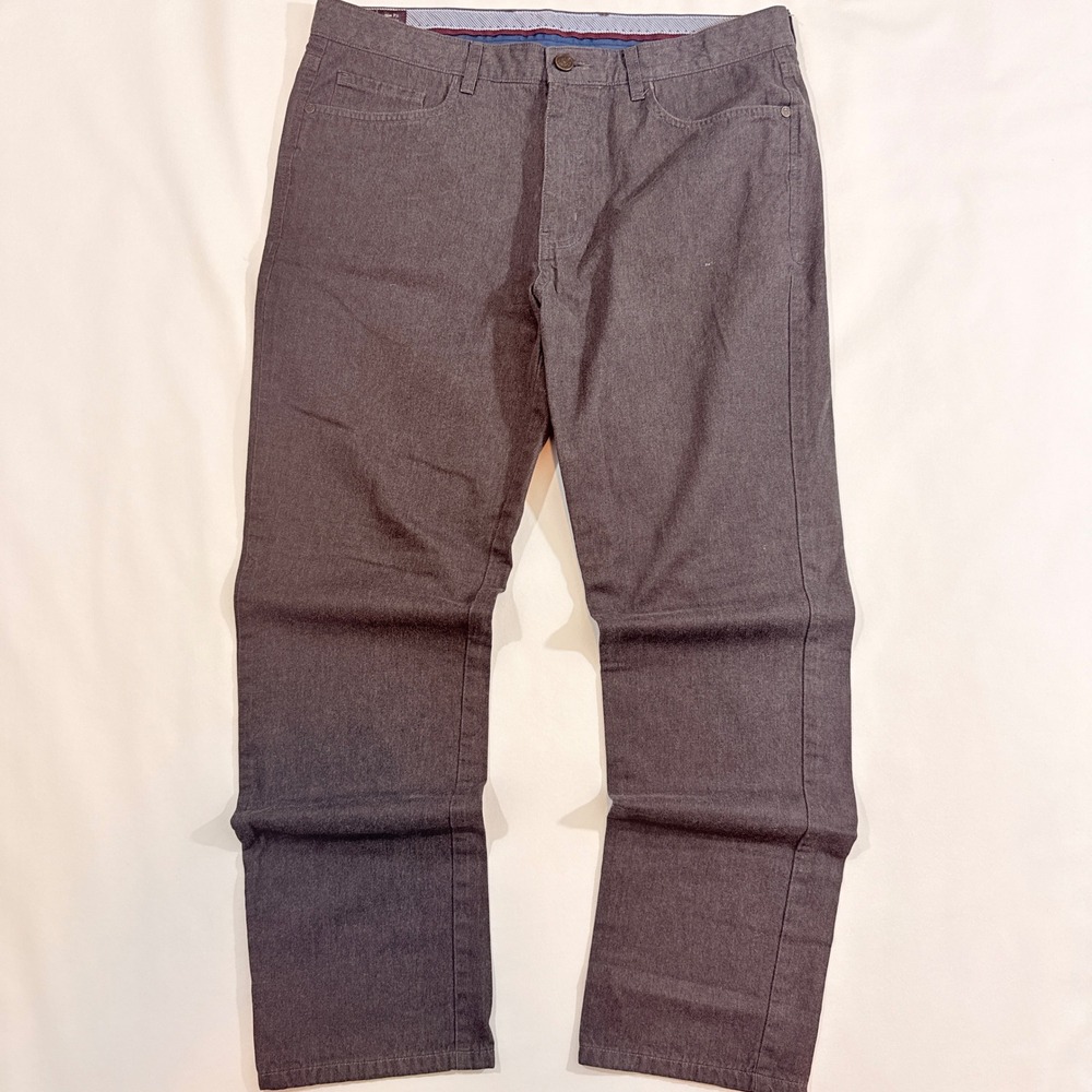 Johnston & Murphy Pants Mens 34x30 Grey Excellent Slim Fit Pima Cotton 5-Pocket